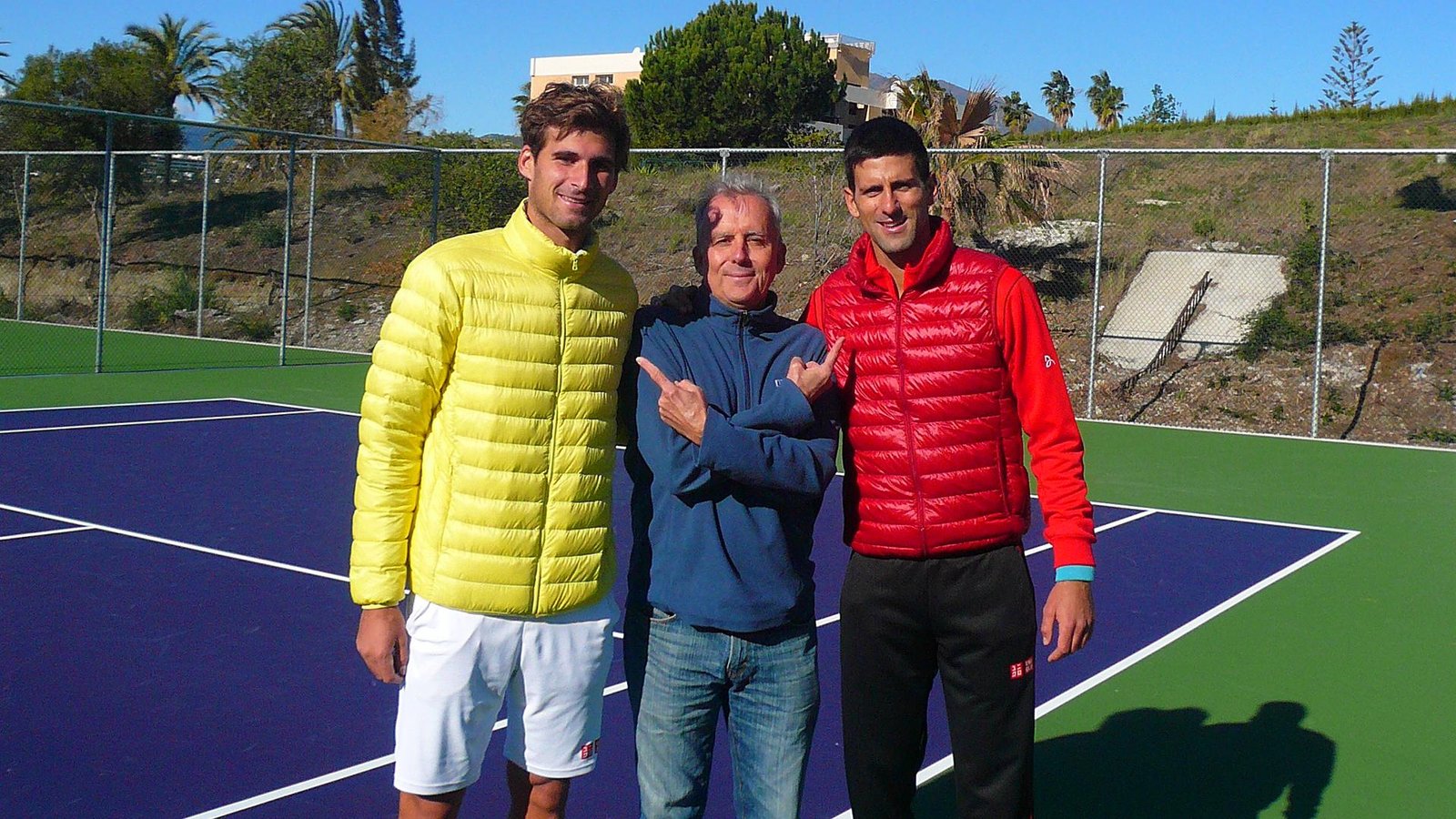 Universal Sport's Chief Engineer Miguel with Novak and Marco Djokovic